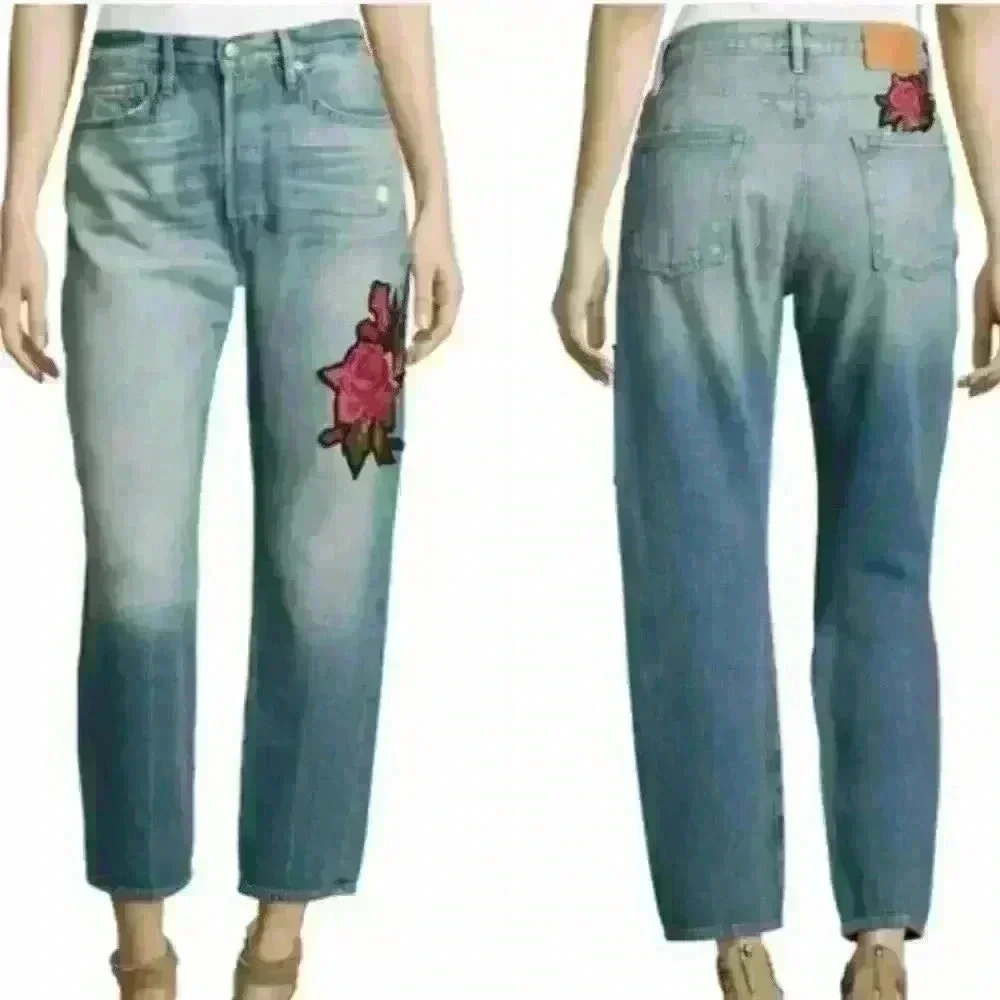 Frame Denim Le Original Rose Floral Patch
Distressed Hi Rise Pants Size 26
